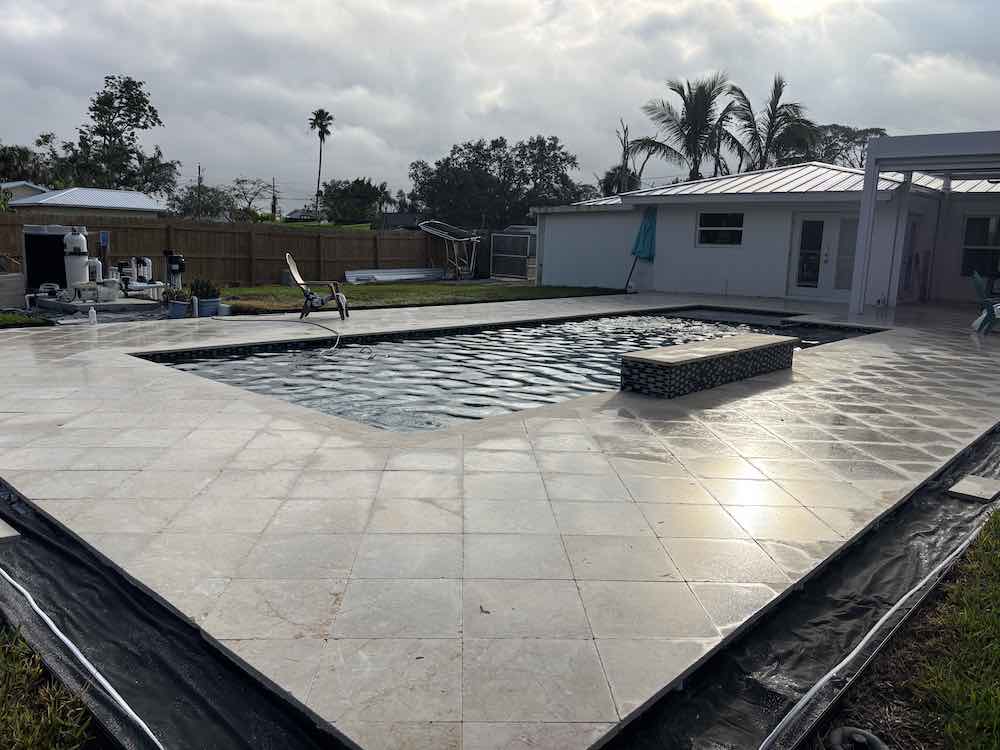 Travertine Pool Deck Installation Venice FL